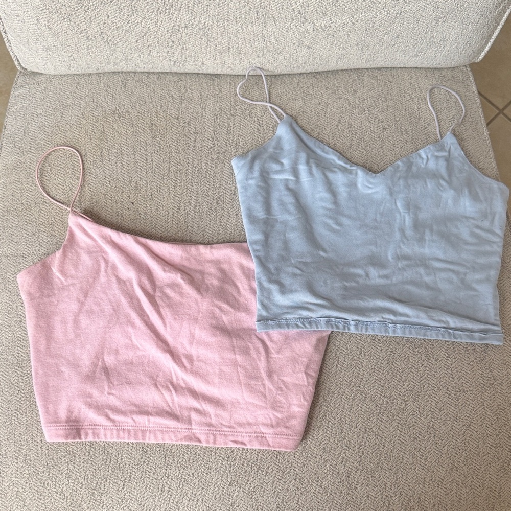 Women's Pink and Blue Spaghetti Strap Tops